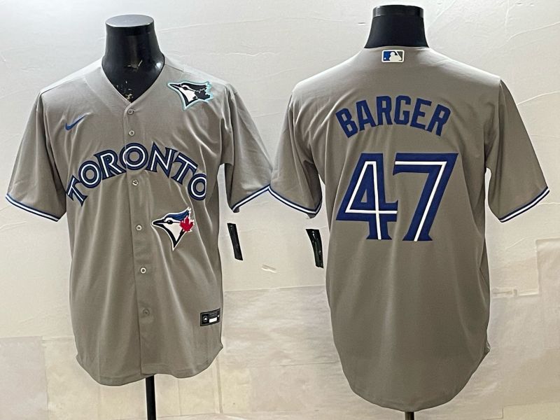 Men 2025 Nike Toronto Blue Jays #47 Barger Grey Game MLB Jersey 04